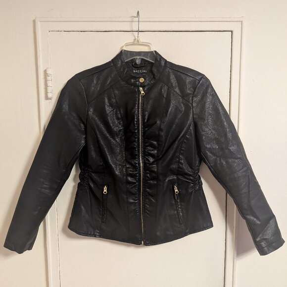Baccini Black Faux Leather Jacket - Medium - Picture 1 of 4